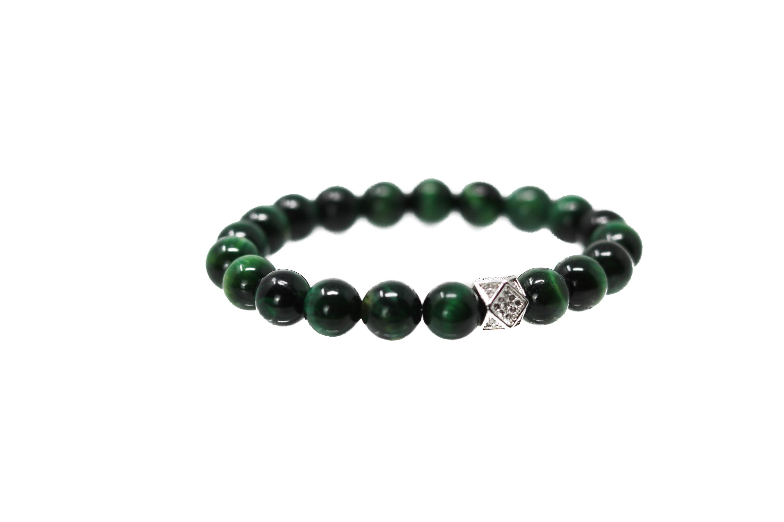 Emerald Silver Emerald Green Beaded Bracelet