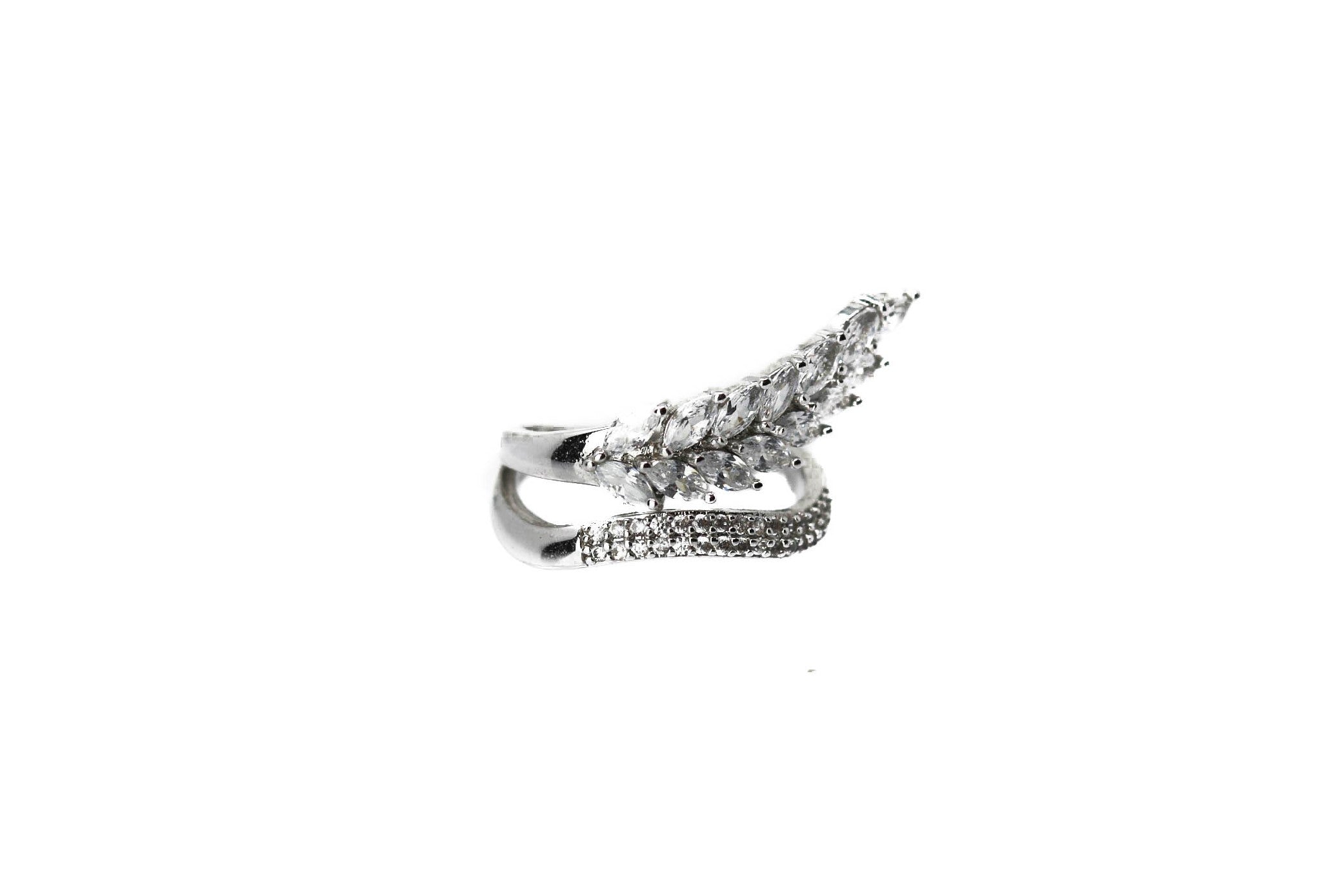 Silver Feather Silver Swarovski Crystal Ring