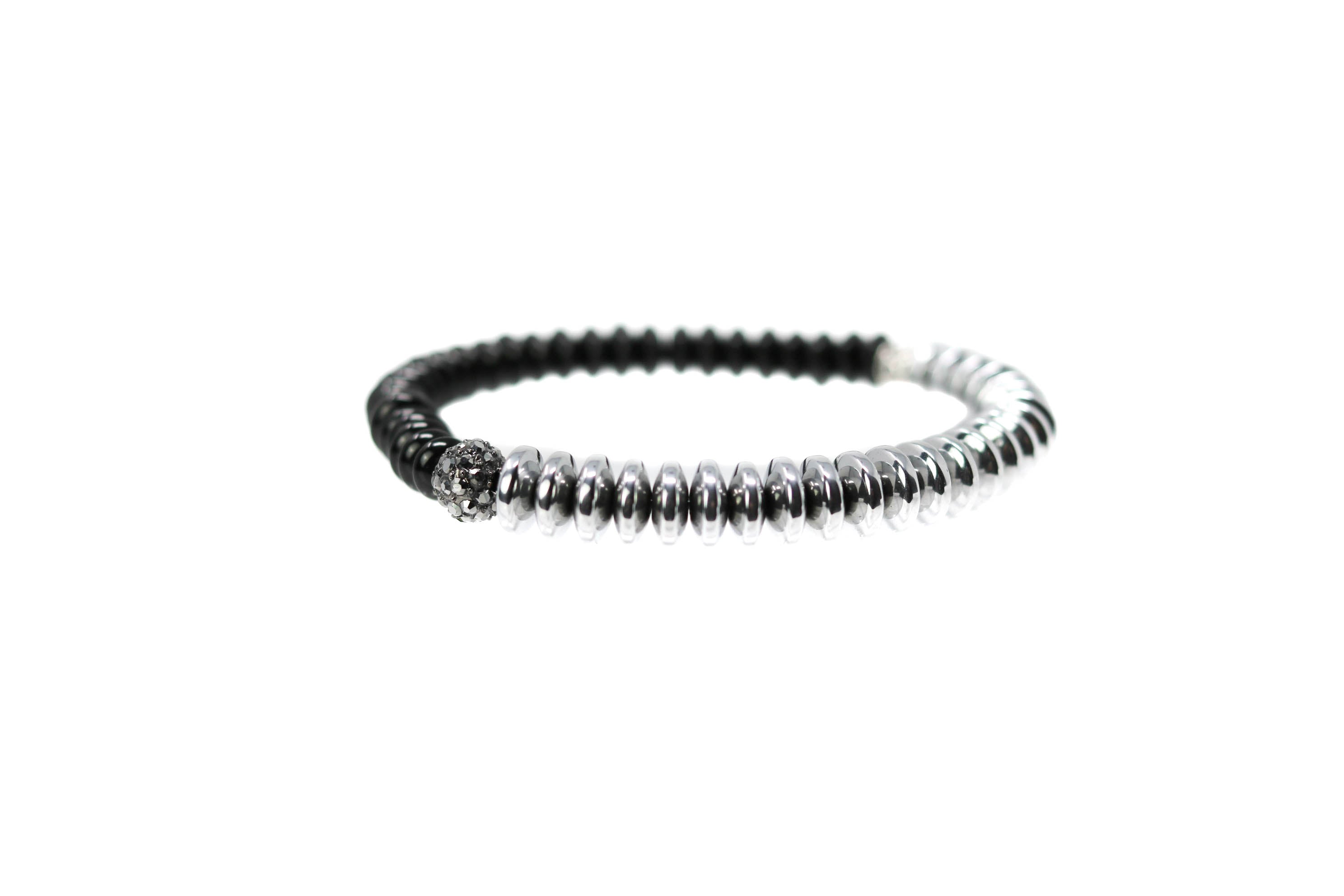 Modern Onyx Silver Mens bracelet