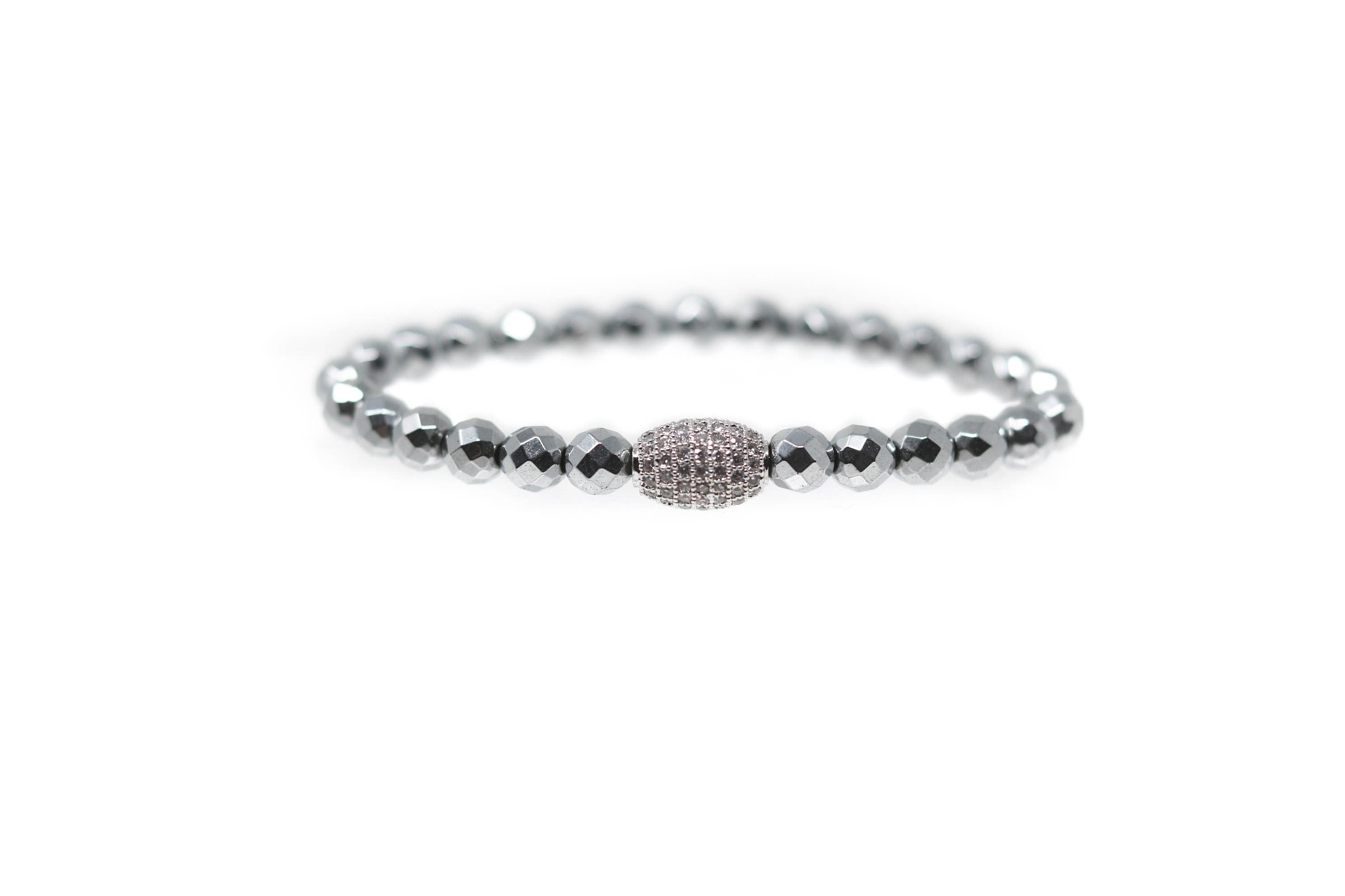 Silver Diamond Silver Bead Bracelet