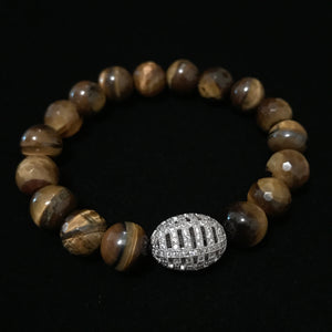 Silver Charm Bracelet Tiger Eye Beads