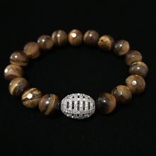 Load image into Gallery viewer, Silver Charm Bracelet Tiger Eye Beads