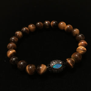 Tigers Eye with Opal Silver bead