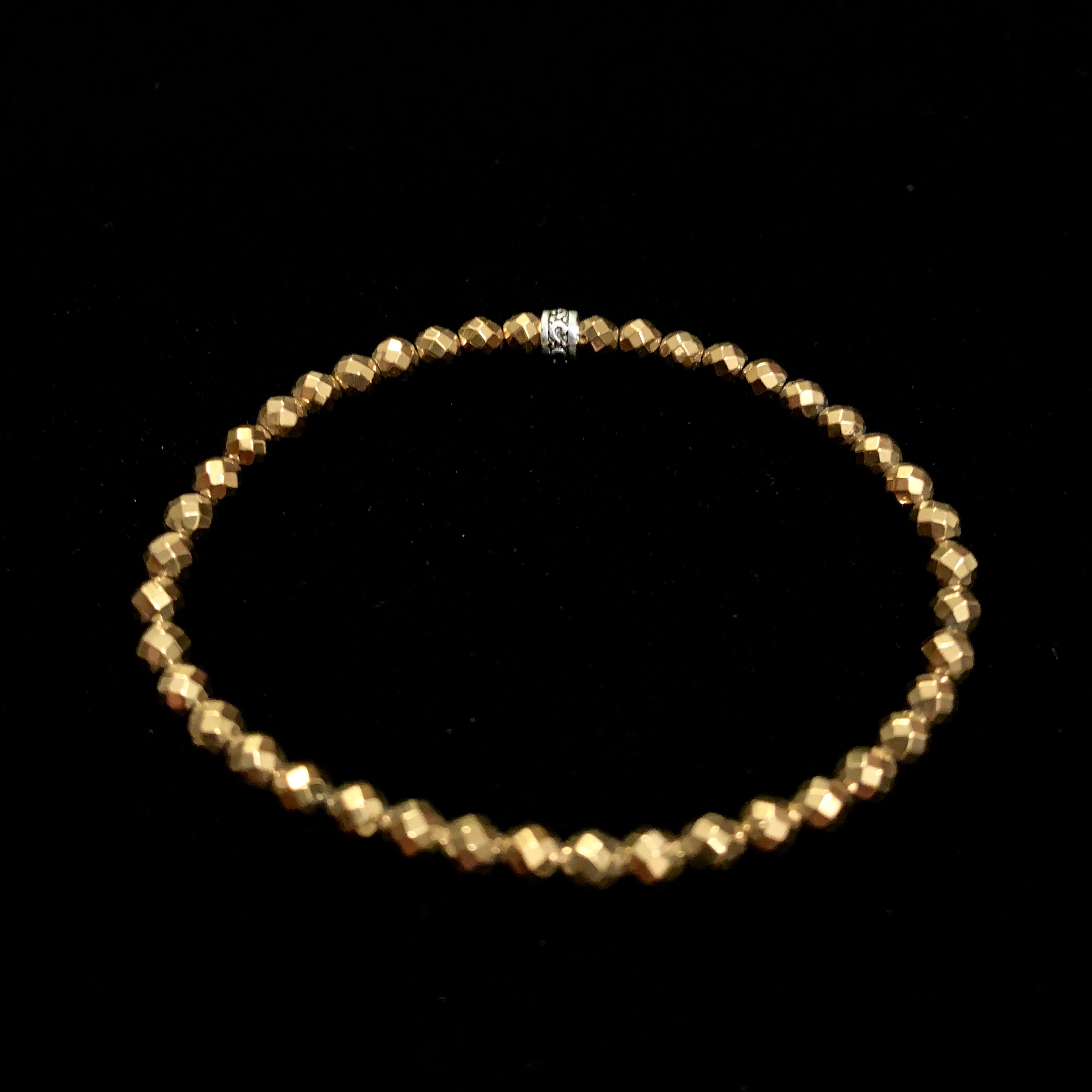 Gold Hemelite Black Onyx Beaded Bracelet