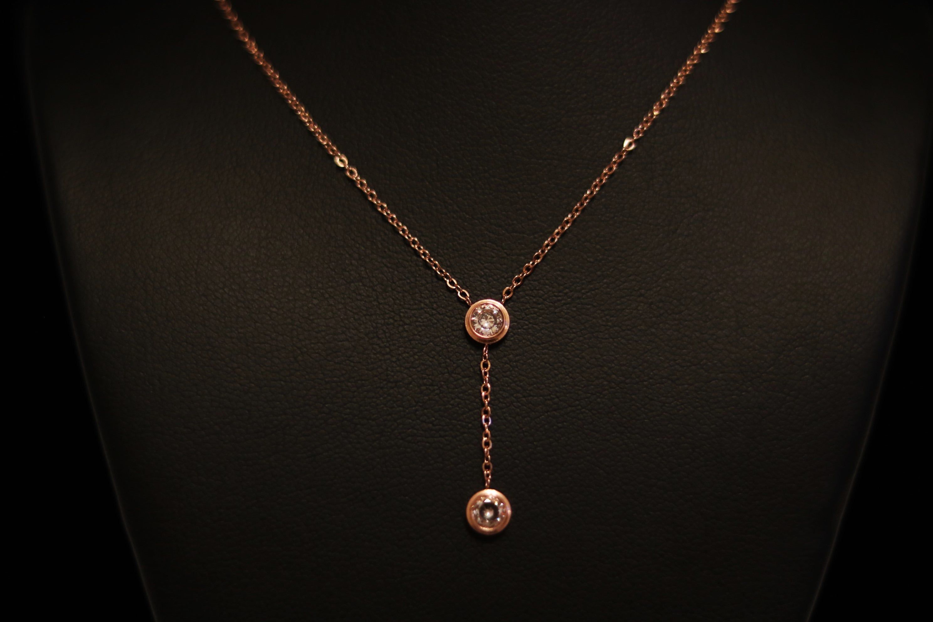 Diamond Drop Rose Gold Necklace