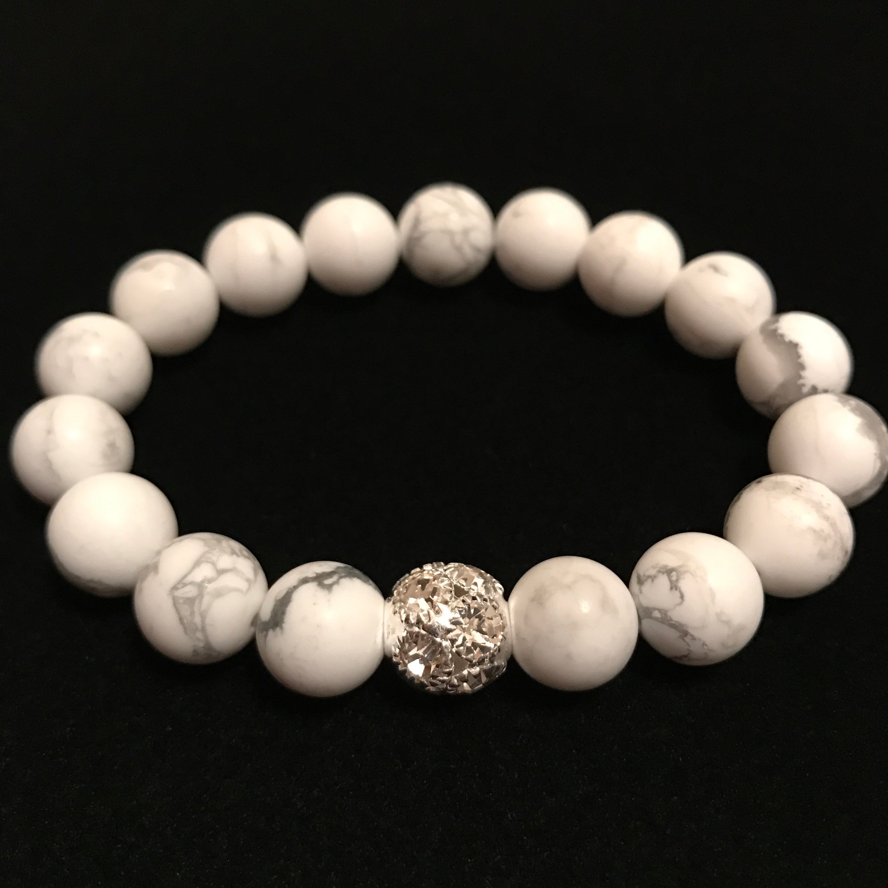 Onyx Diamond White Beaded Bracelet
