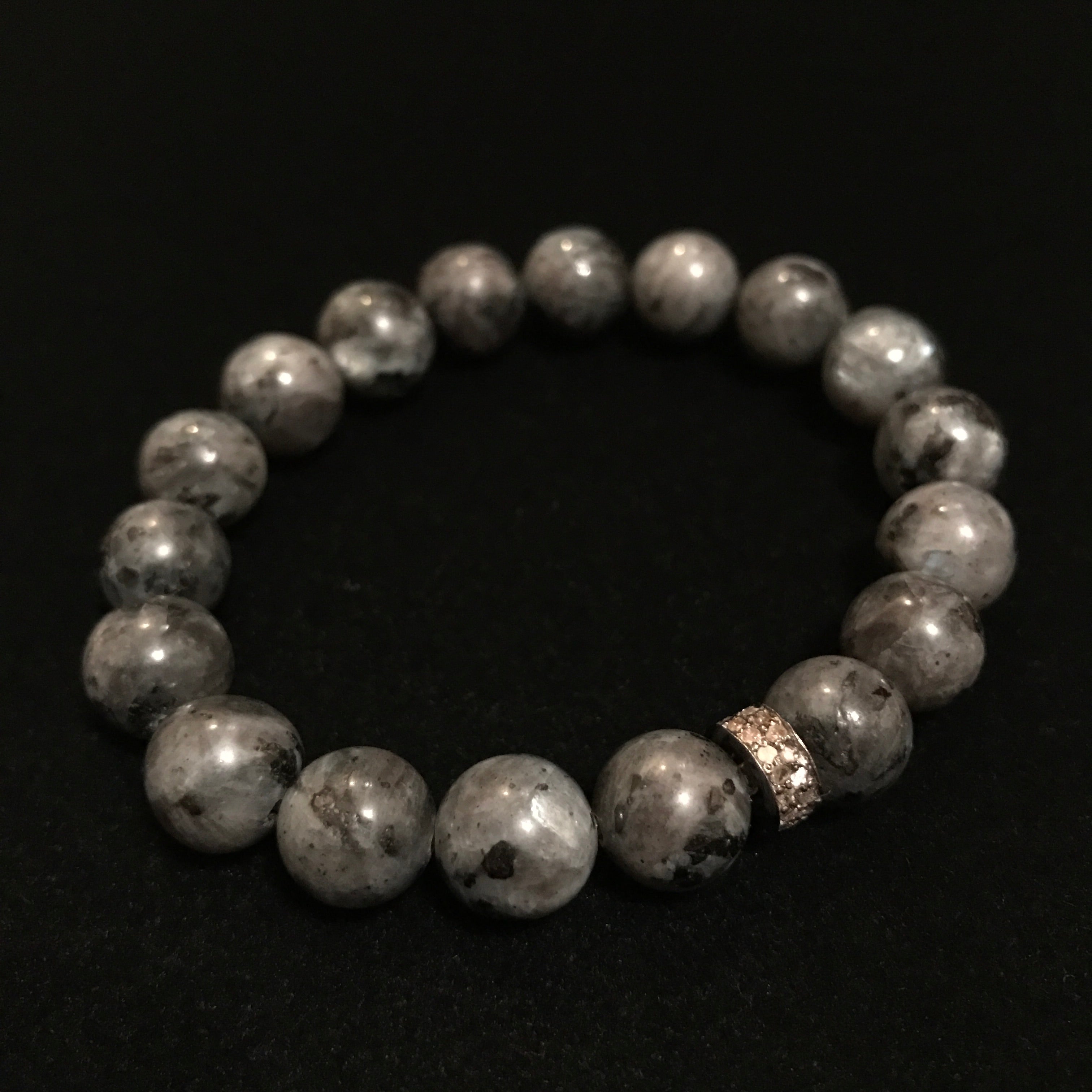 Grey Pave Grey Bead with Pave Diamond
