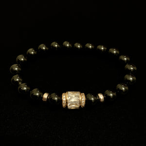 Black Onyx Bracelet Gold Charm