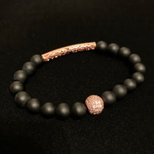 Load image into Gallery viewer, Black Onyx Beaded Bracelet Rose Gold