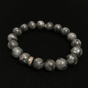 Grey Bead with Pave Diamond