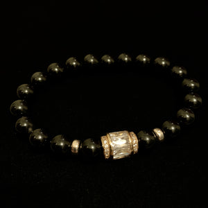 Black Onyx Bracelet Gold Charm