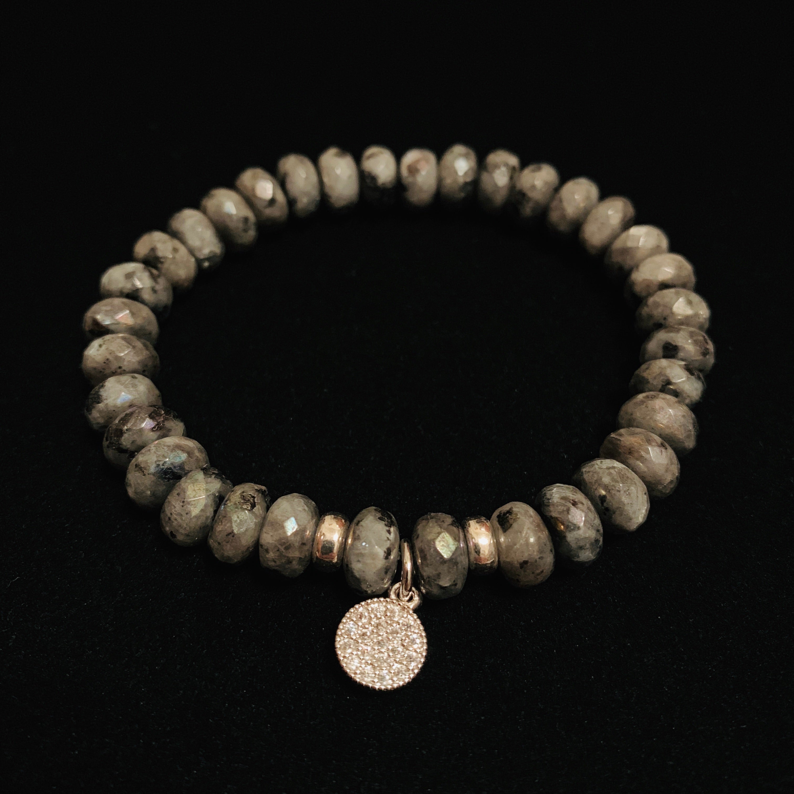 Labradorite Charm Silver beads