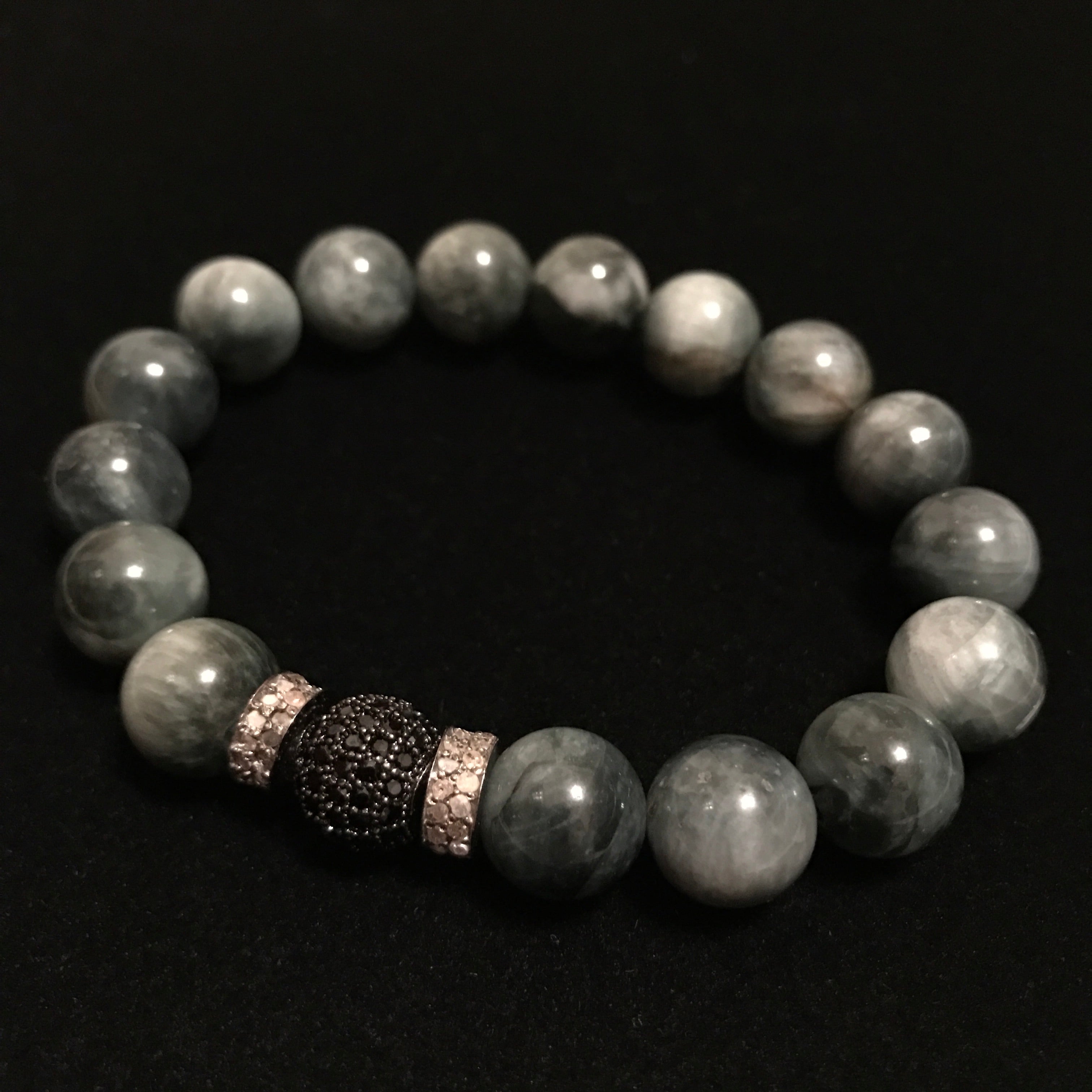 Pave Eagle Grey Beads Black Diamonds