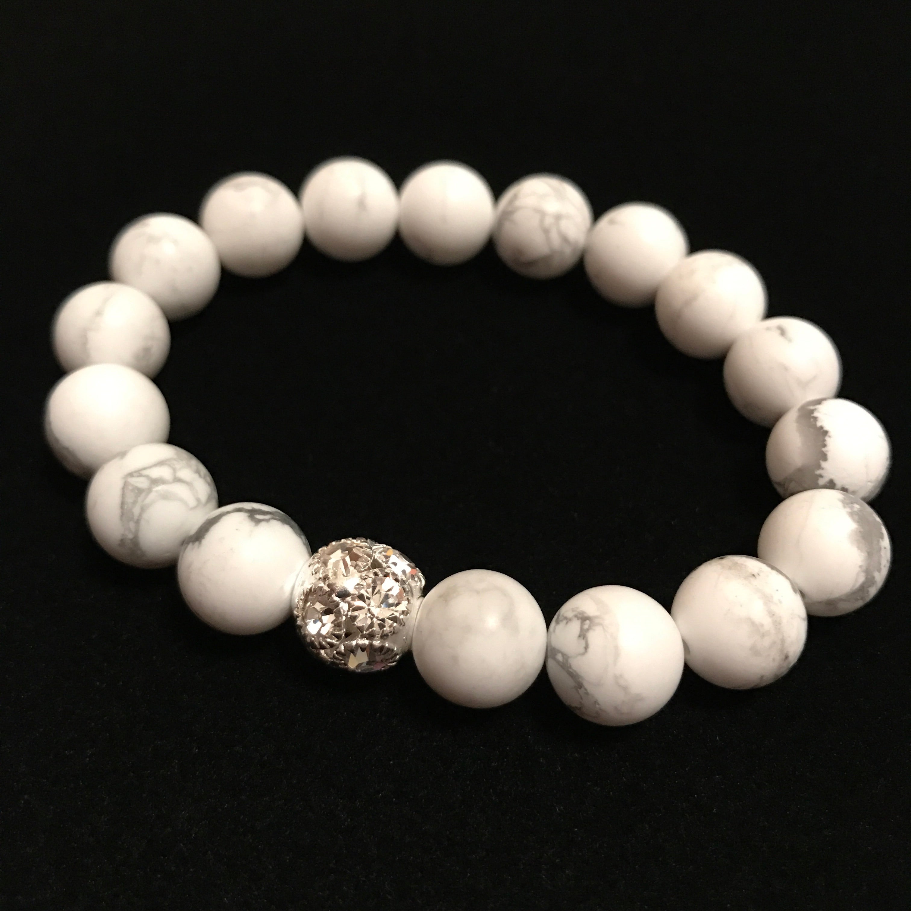 Onyx Diamond White Beaded Bracelets