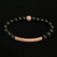 Load image into Gallery viewer, Black Onyx Beaded Bracelet Rose Gold