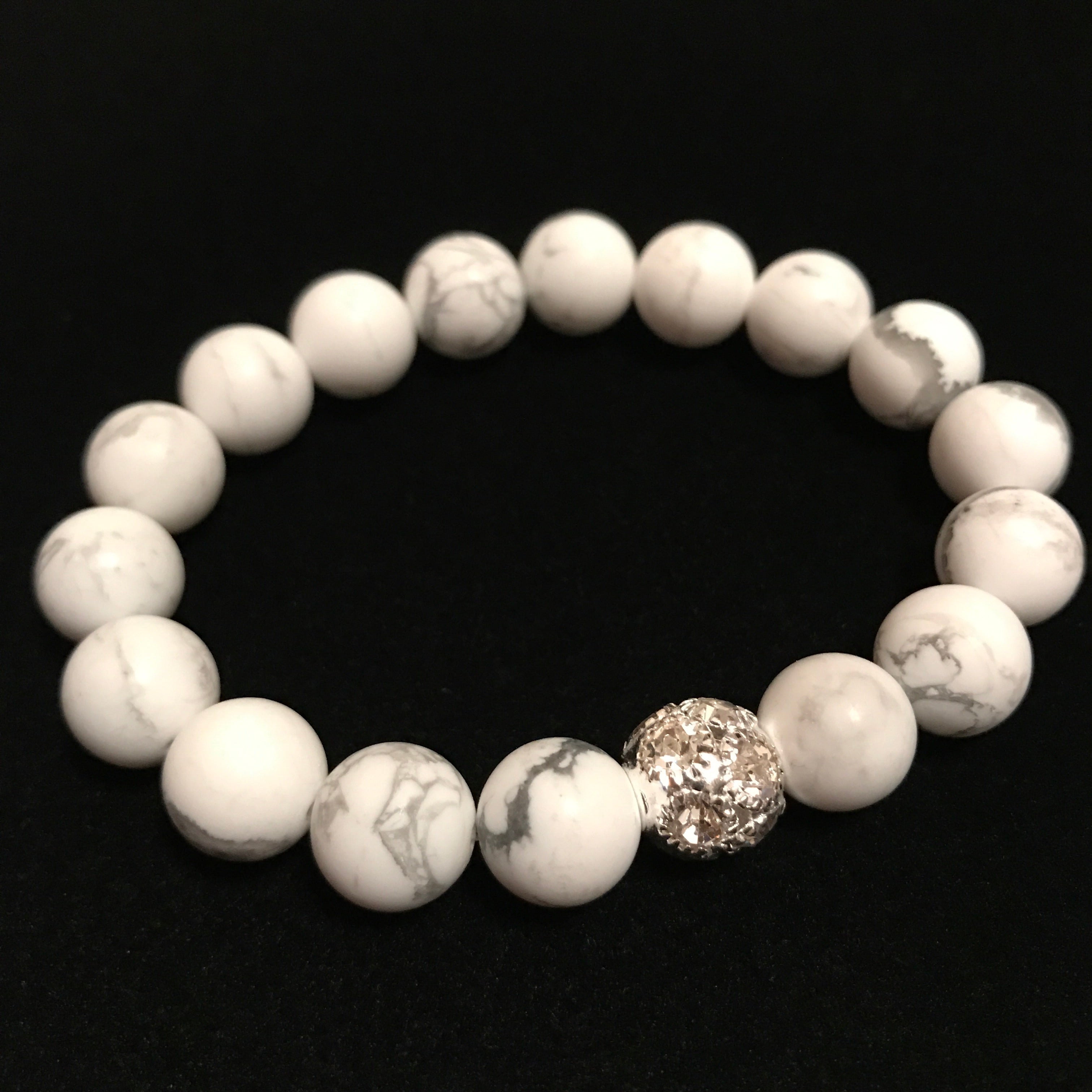 Onyx Diamond White Beaded Bracelets