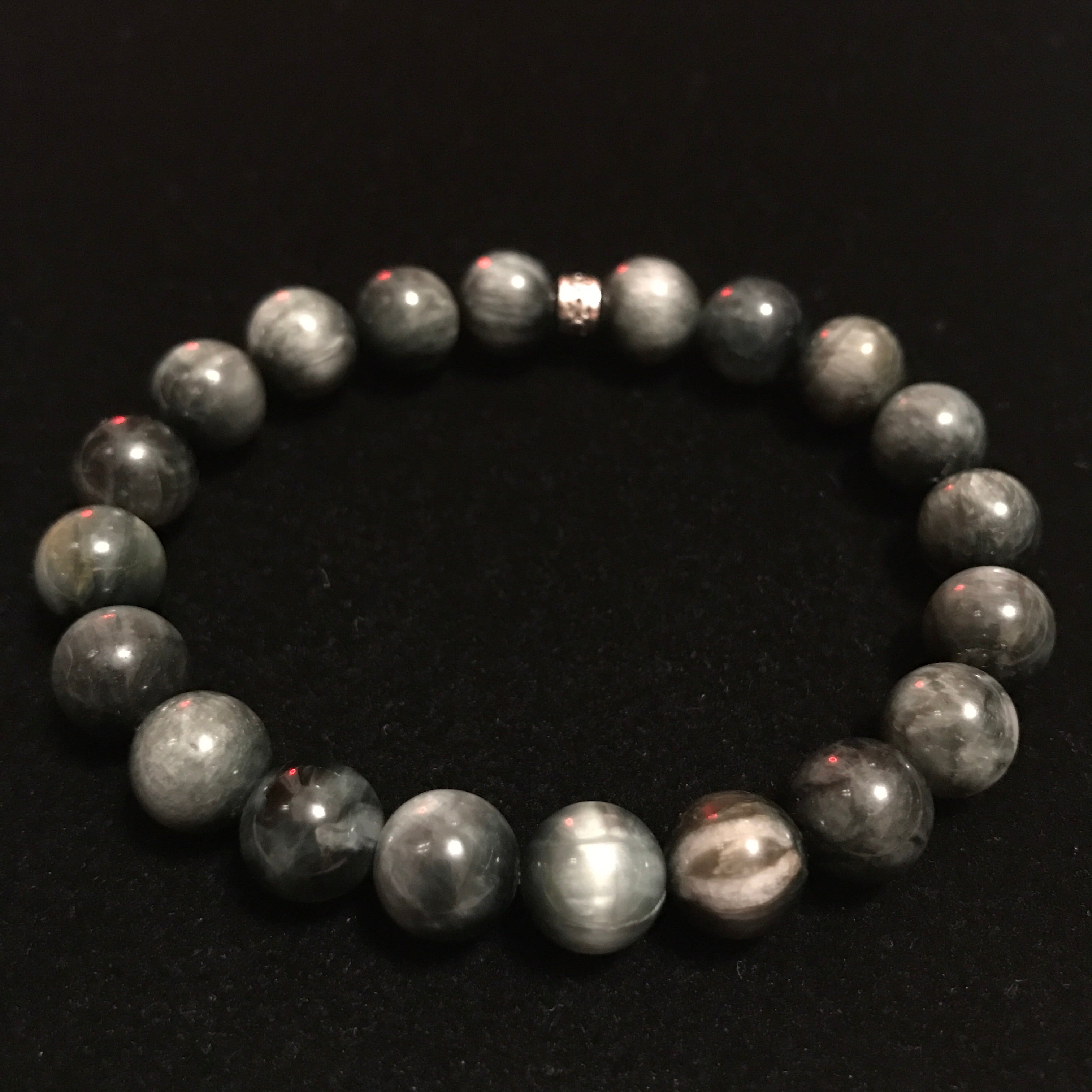 Eagle Eye Mens Grey Beaded Bracelet