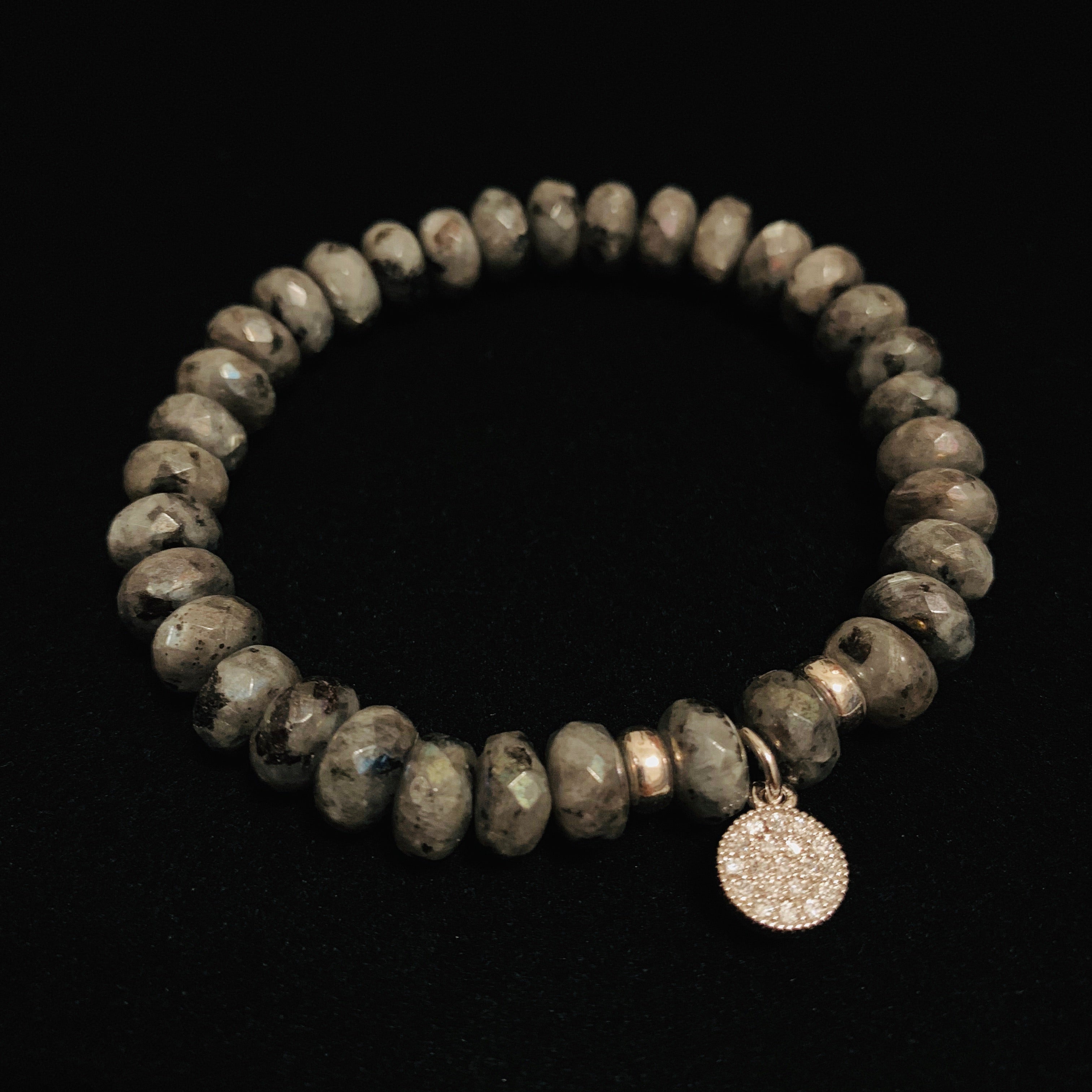 Labradorite Charm Silver Beads