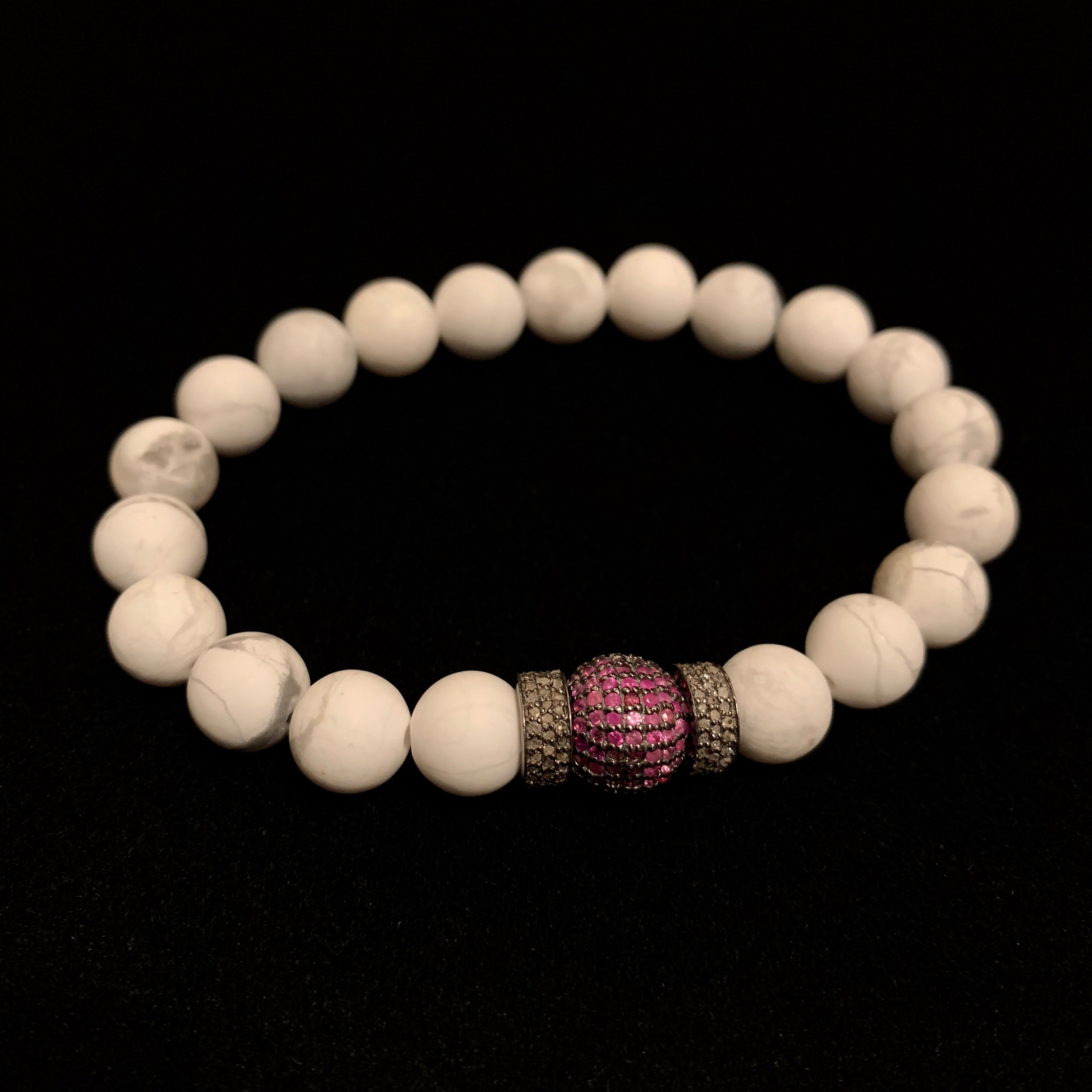 Ruby Howlite Ruby Diamond Bracelet