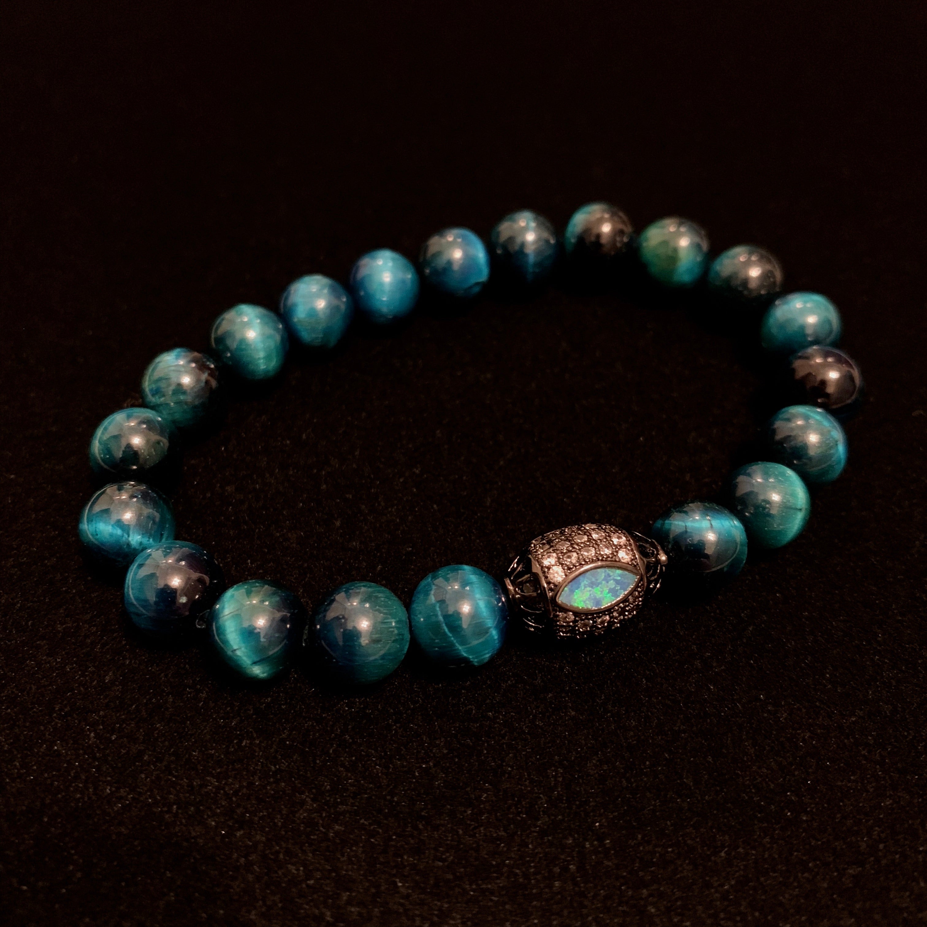 Opal Blue Sapphire Diamond Bracelet